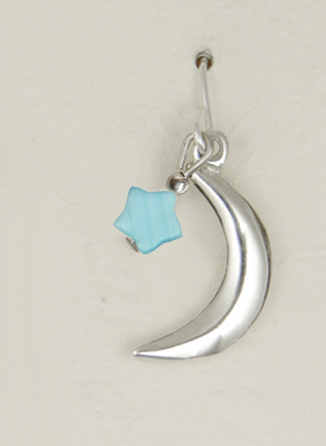 Sterling Silver Mystical Moon Drop Dangle Earrings With Blue Mother of Pearl Star